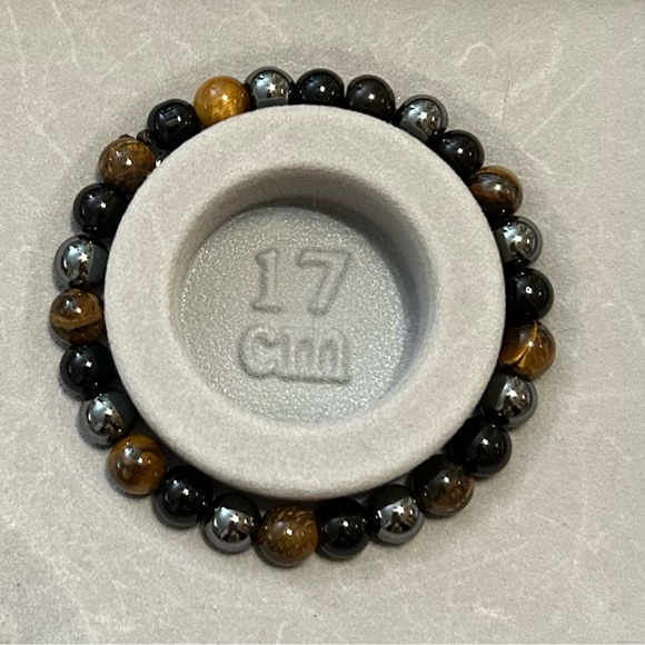 Tigers eye Hematite Obsidian Beaded Bracelet - Picture 4 of 6